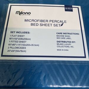 Milano LUXURY COLLECTIONS MICROFIBER PERCALE Queen BED SHEET SET